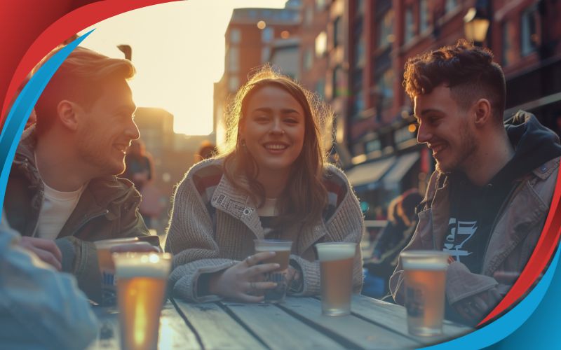 group of friends enjoying Manchester, Manchester day trip, June 2024, UK